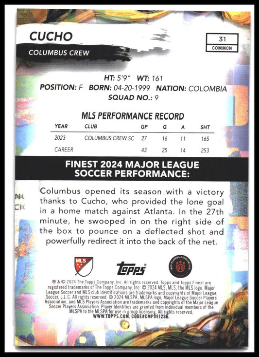 2024 Finest MLS #31 Cucho Checkerboard Refractor