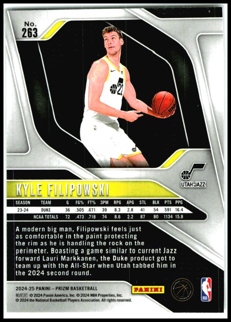 2024-25 Panini Prizm #263 Kyle Filipowski Utah Jazz