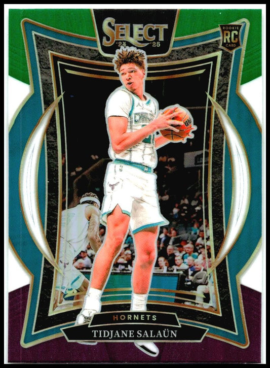 2024-25 Panini Select Green White Purple #95 Tidjane Salaun Rookie Hornets