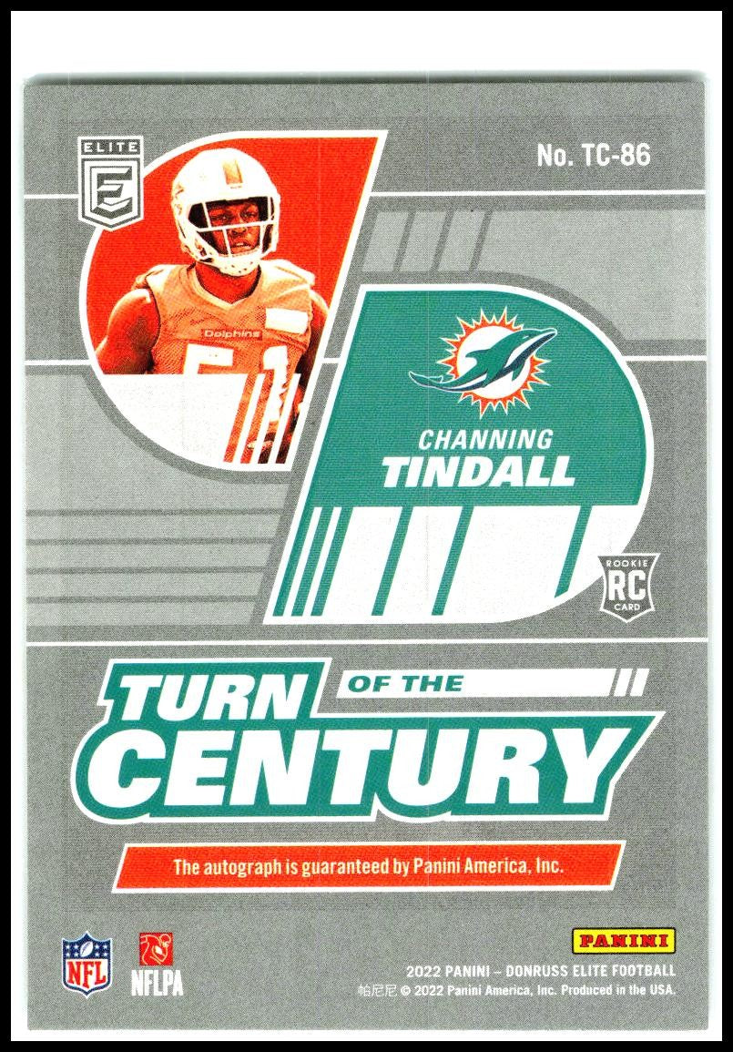 2022 Donruss Elite Turn of the Century Auto #TC-86 Channing Tindall Auto Miami
