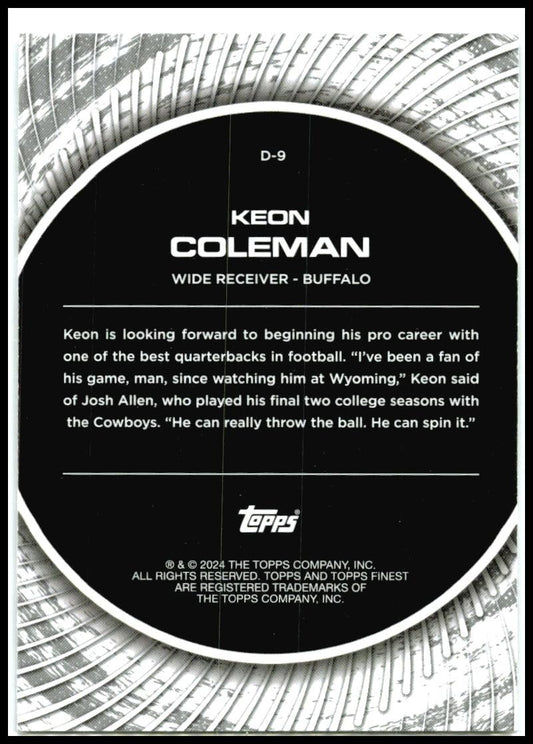 2024 Finest Debuts #D-9 Keon Coleman Buffalo Bills