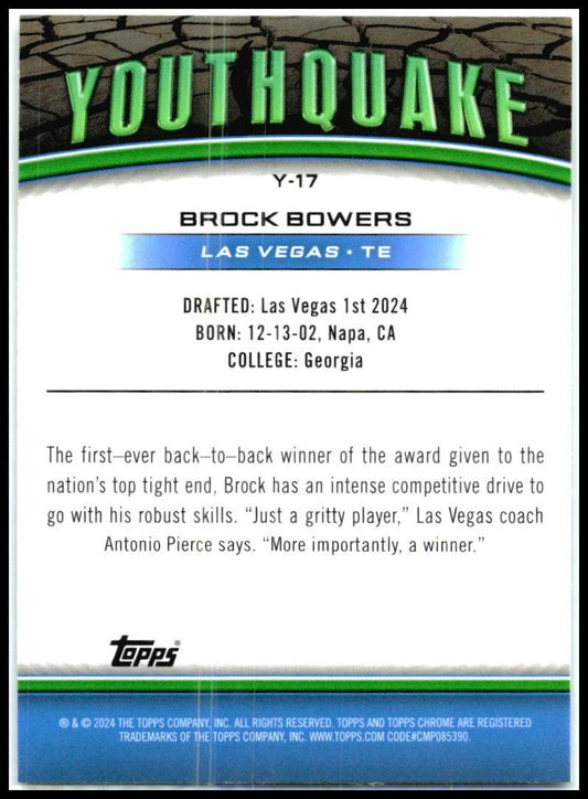 2024 Topps Chrome Youthquake #Y-17 Brock Bowers Las Vegas Raiders