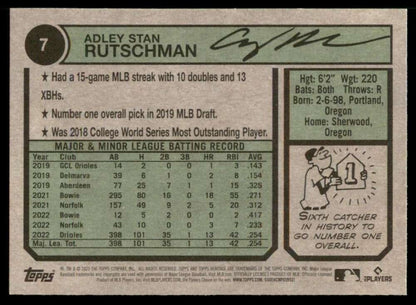 2023 Topps Heritage MLB Baseball #7 Adley Rutschman RC
