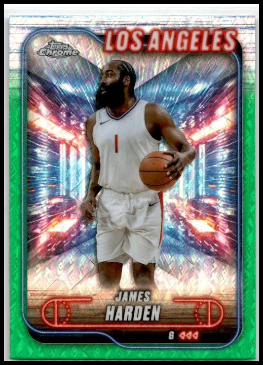 2024-25 Topps Chrome Topps Green Refractor #198 James Harden Clippers