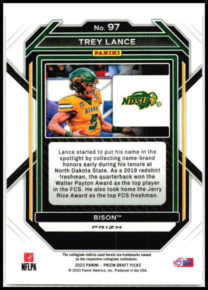 2023 Panini Prizm Draft Picks Prizms Gold Ice #97 Trey Lance Chargers