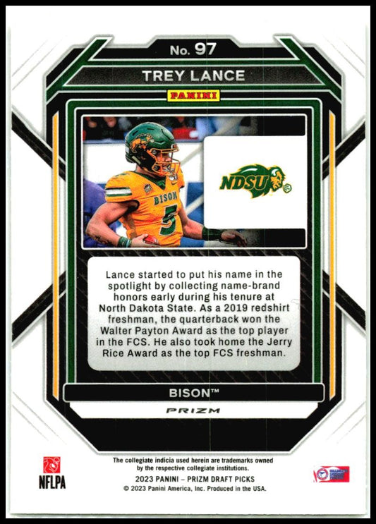 2023 Panini Prizm Draft Picks Prizms Gold Ice #97 Trey Lance Chargers