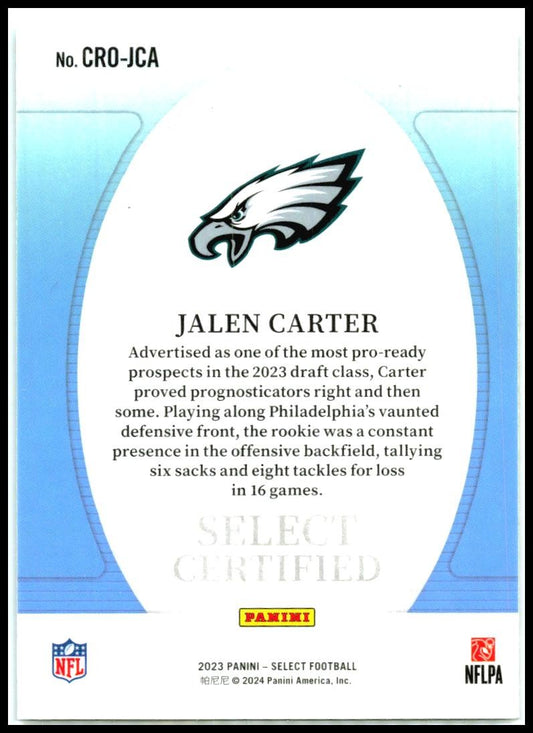 2023 Panini Select Select Certified Rookies #CRO-JCA Jalen Carter Eagles