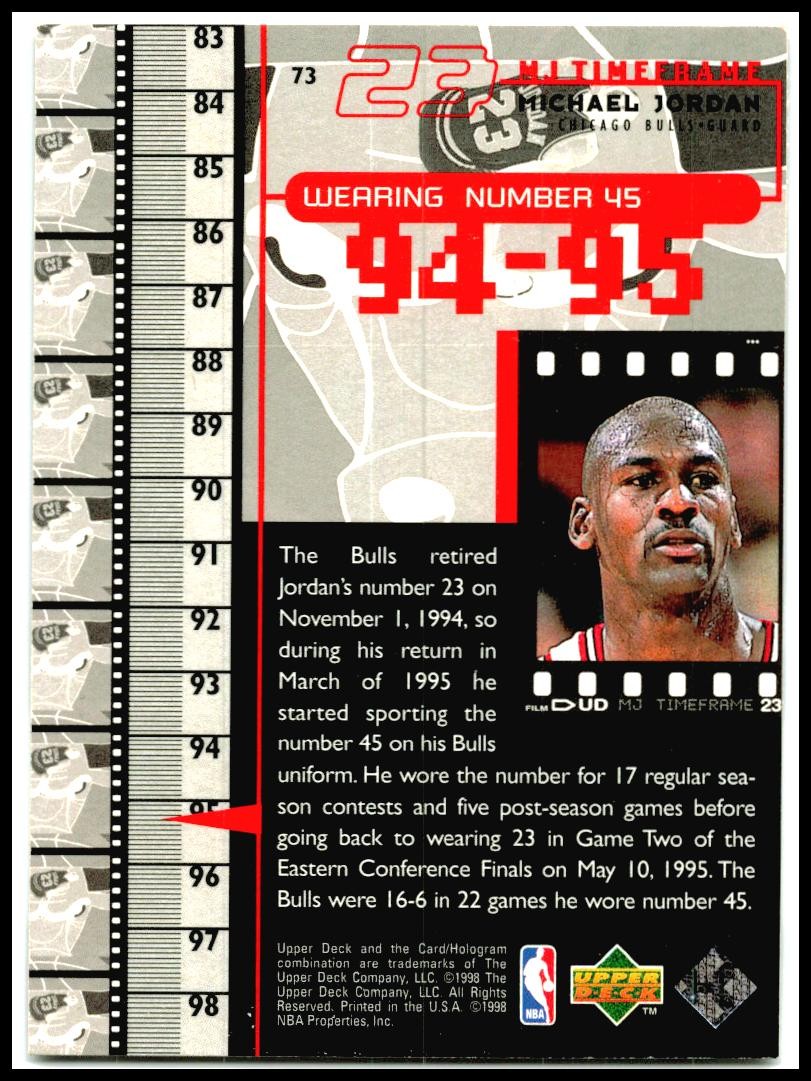1998 Upper Deck Michael Jordan Living Legend #73 Michael Jordan Chicago Bulls
