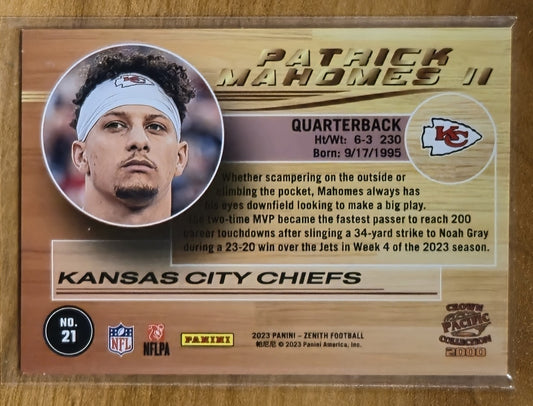 2023 Panini Zenith Pacific Revolution #21 Patrick Mahomes II Kansas City Chiefs