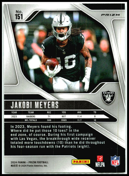 2024 Panini Prizm Green #151 Jakobi Meyers Las Vegas Raiders