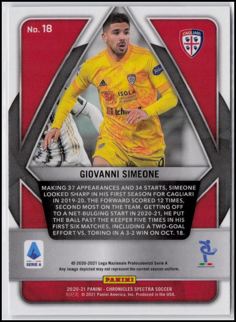 2020-21 Panini Chronicles - Spectra Serie A #18 Giovanni Simeone