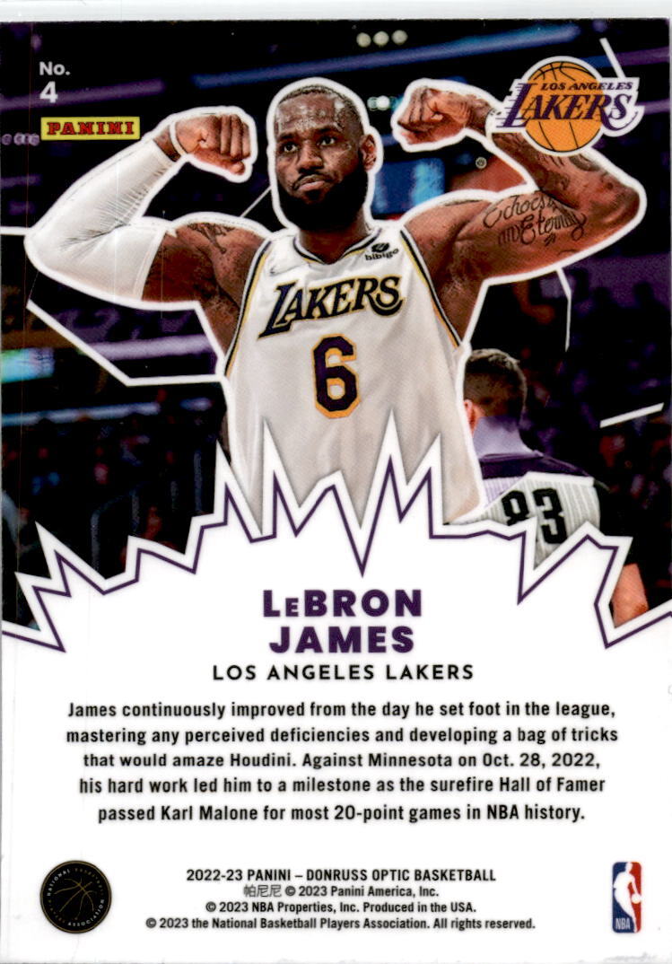 2022 Donruss Optic My House #4 LeBron James Los Angeles Lakers