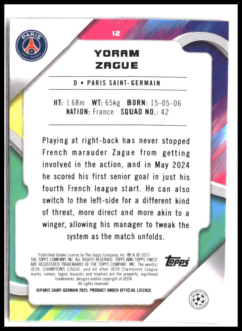 Yoram Zague #12 2024-25 Finest UEFA Club Competitions Rookie RC