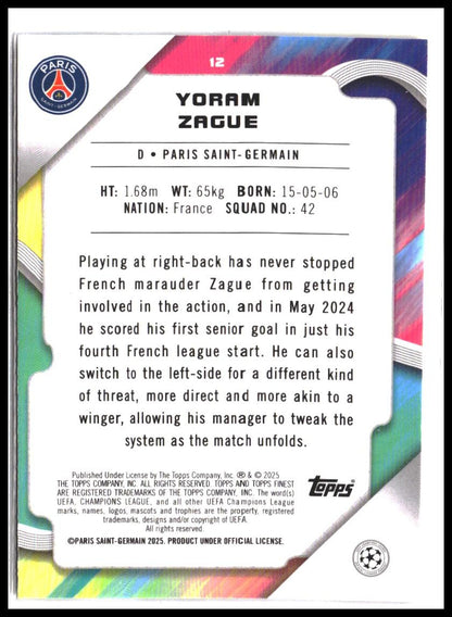 Yoram Zague #12 2024-25 Finest UEFA Club Competitions Rookie RC