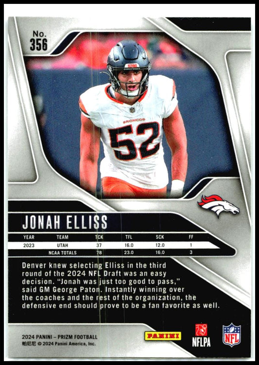 2024 Panini Prizm #356 Jonah Elliss Rookie Denver Broncos