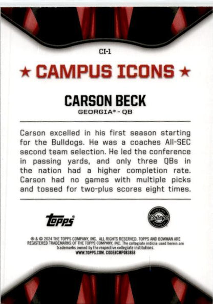 2024 Bowman University Chrome Campus Icons #CI-1 Carson Beck Georgia Bulldogs