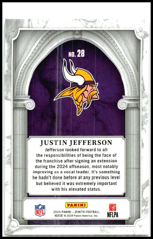 2024 Panini Zenith Z Marquee #28 Justin Jefferson Minnesota Vikings