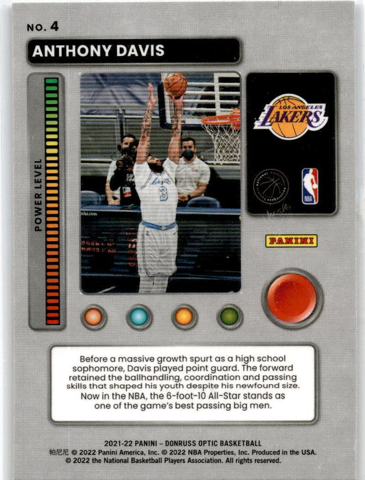 2021-22 Donruss Optic T-Minus 3...2...1... #4 Anthony Davis Los Angeles Lakers