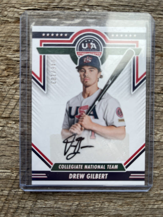 2022 Drew Gilbert  Stars Stripes USA  Auto Mets Rookie RC /103