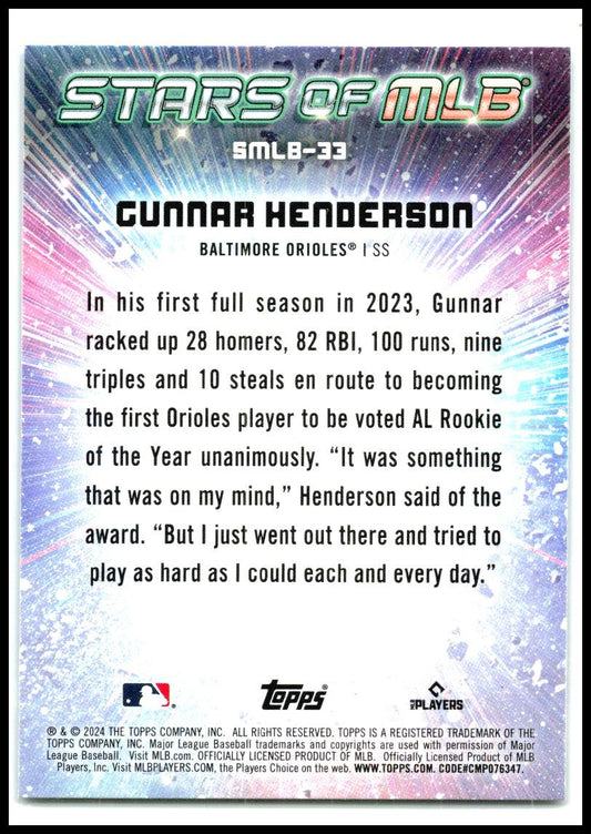 2024 Topps Stars of MLB #SMLB-33 Gunnar Henderson Baltimore Orioles