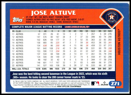 2023 Topps Archives #271 Jose Altuve Houston Astros