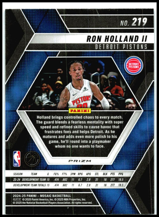 2024-25 Panini Mosaic Reactive Blue Mosaic #219 Ron Holland II Rookie Detroit
