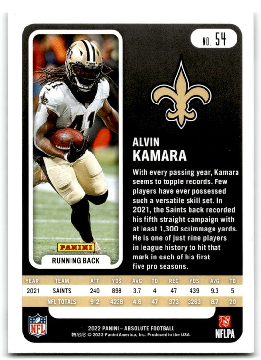 2022-23 Panini Absolute Green Alvin Kamara New Orleans Saints #54