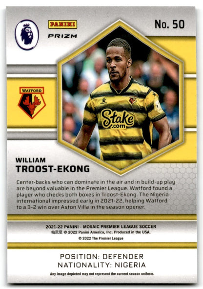2022 Mosaic Premier League  Mosaic Prizm William Troost-Ekong Base Watford #50