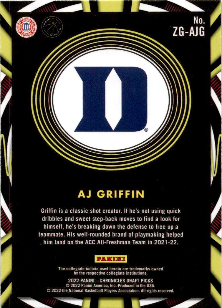 2022 Panini Chronicles Draft Picks Gamma Rays #ZG-AJG AJ Griffin Atlanta Hawks