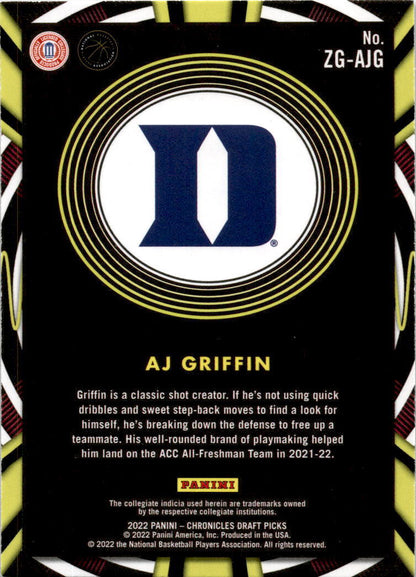 2022 Panini Chronicles Draft Picks Gamma Rays #ZG-AJG AJ Griffin Atlanta Hawks