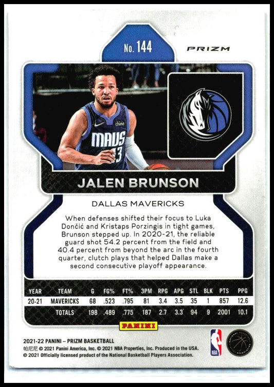 2021-22 Panini Prizm Red White and Blue #144 Jalen Brunson Dallas Mavericks
