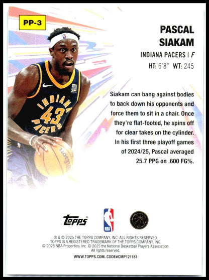 2025-26 Topps Power Players #PP-3 Pascal Siakam Indiana Pacers