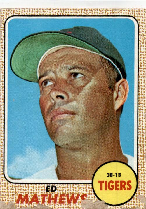 1968 Topps Milton Bradley Win-A-Card #58 Ed Mathews Detroit Tigers