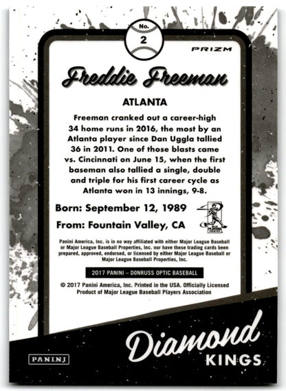 2017 Panini Donruss Optic Purple Diamond Kings Freddie Freeman Atlanta Braves #2