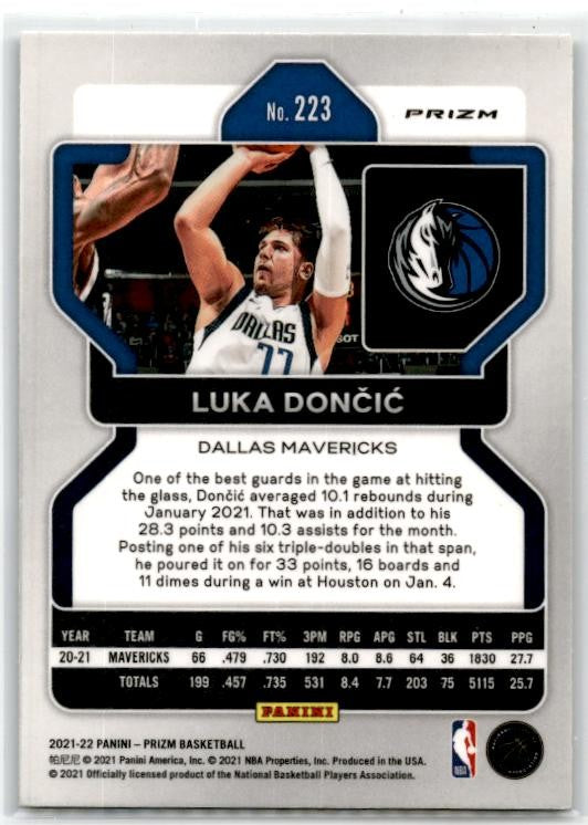 2021-22 Panini Prizm Silver #223 Luka Doncic Dallas Mavericks