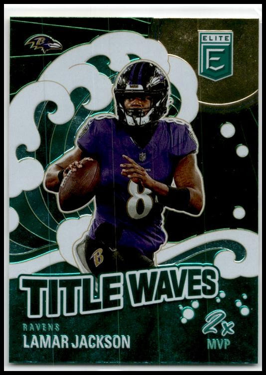 2024 Donruss Elite Title Waves Green #1 Lamar Jackson Baltimore Ravens