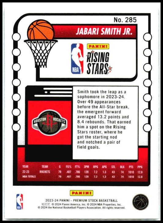 2023-24 Hoops Premium Stock #285 Jabari Smith Jr. Houston Rockets