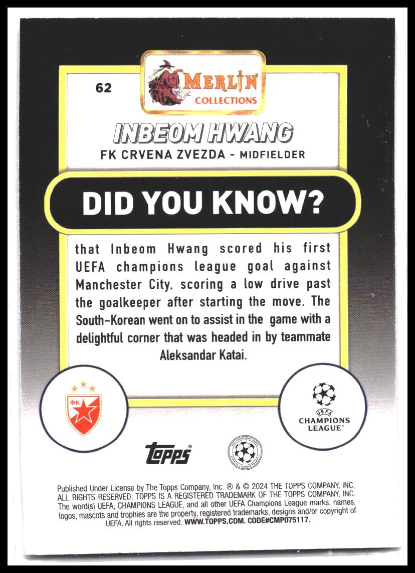 2023-24 Merlin UEFA Club Competitions #62 Inbeom Hwang