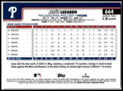 2025 Topps Holiday Sun #664 Jesús Luzardo Philadelphia Phillies