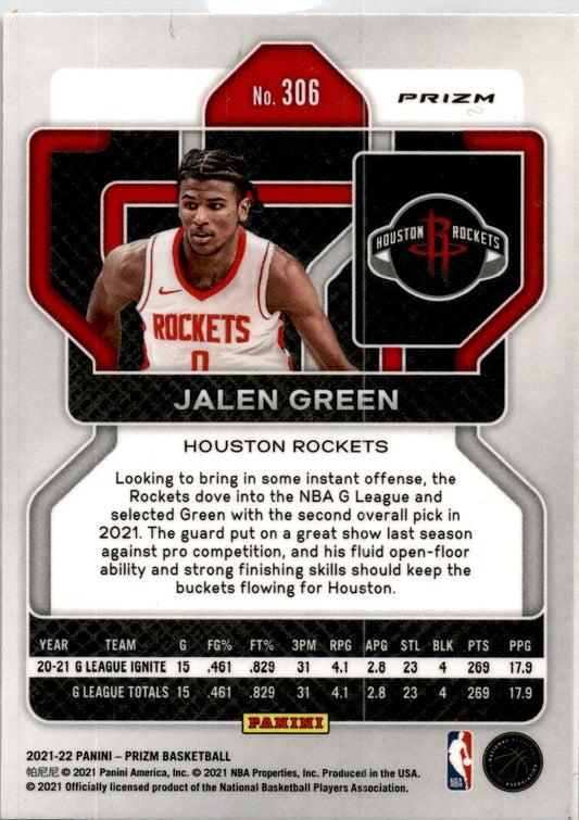 2021-22 Panini Prizm Red White and Blue #306 Jalen Green Houston Rockets