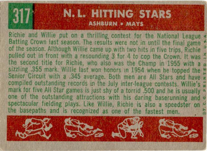 1959 Topps #317 N.L. Hitting Kings (Richie Ashburn / Willie Mays)