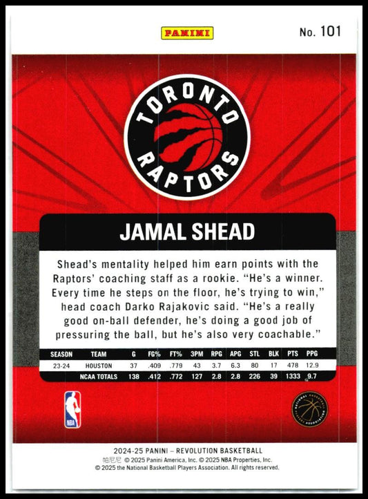 2024-25 Panini Revolution #101 Jamal Shead Rookie Toronto Raptors