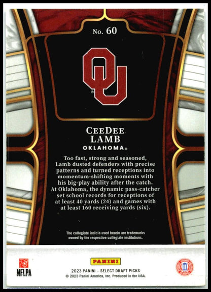 2023 Panini Select Draft Picks Blue #60 CeeDee Lamb Dallas