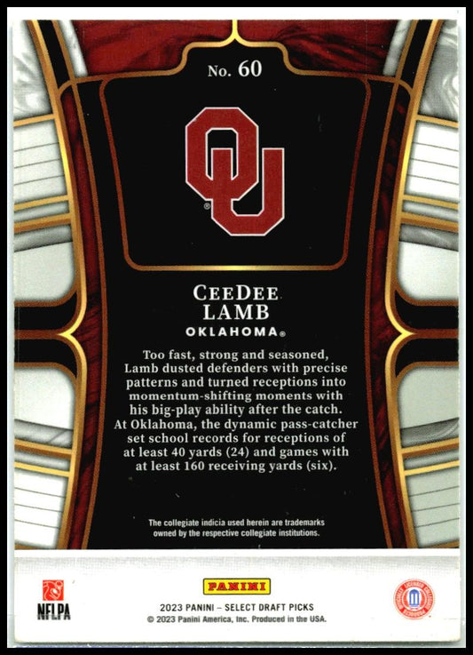 2023 Panini Select Draft Picks Blue #60 CeeDee Lamb Dallas