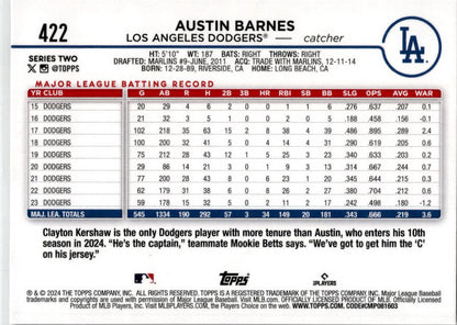 2024 Topps Summer Holiday #422 Austin Barnes Los Angeles Dodgers