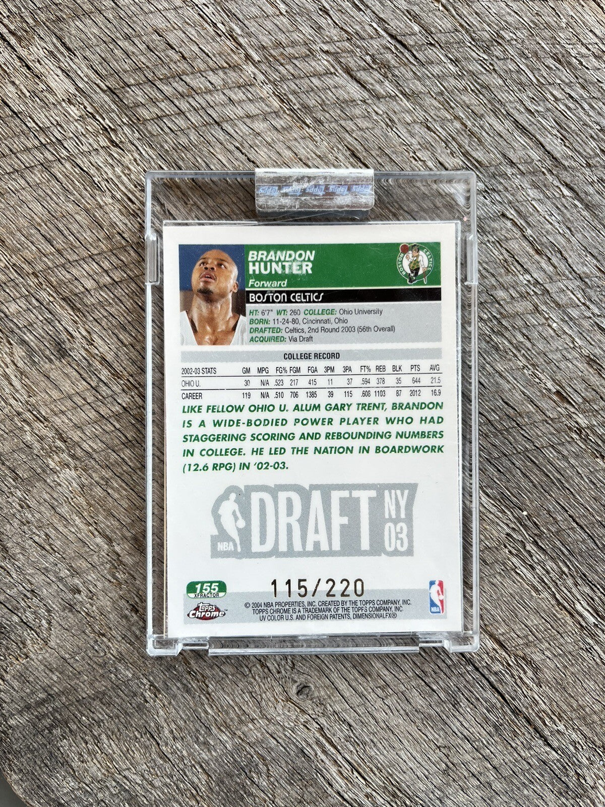 2003-04 Topps Chrome x-factor Brandon Hunter RC #155 Boston Celtics