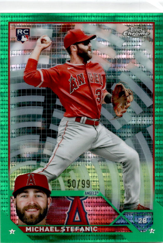 2023 Topps Chrome Green Sonar Refractor #138 Michael Stefanic /99 Angels