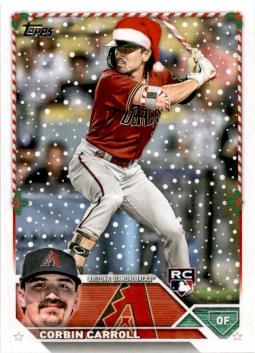 2023 Topps Holiday Santa Hat Candy Cane Bat SP #H113 Corbin Carroll Rookie