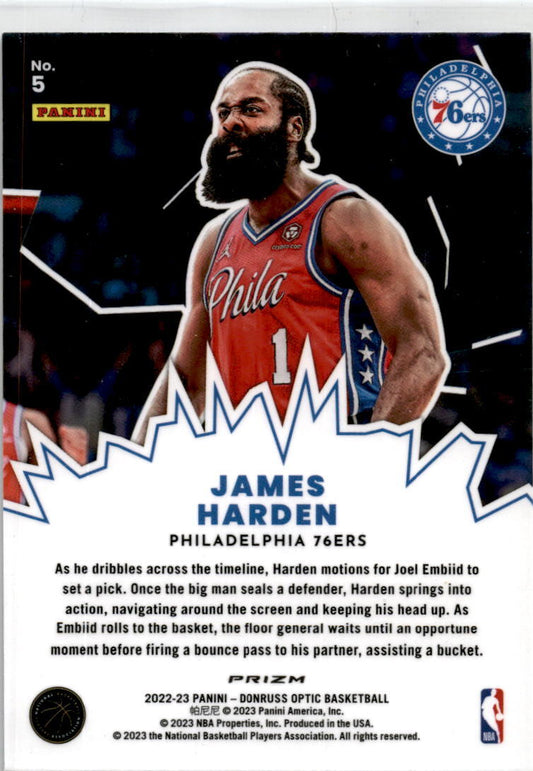 2022-23 Donruss Optic My House Purple #5 James Harden Philadelphia 76ers