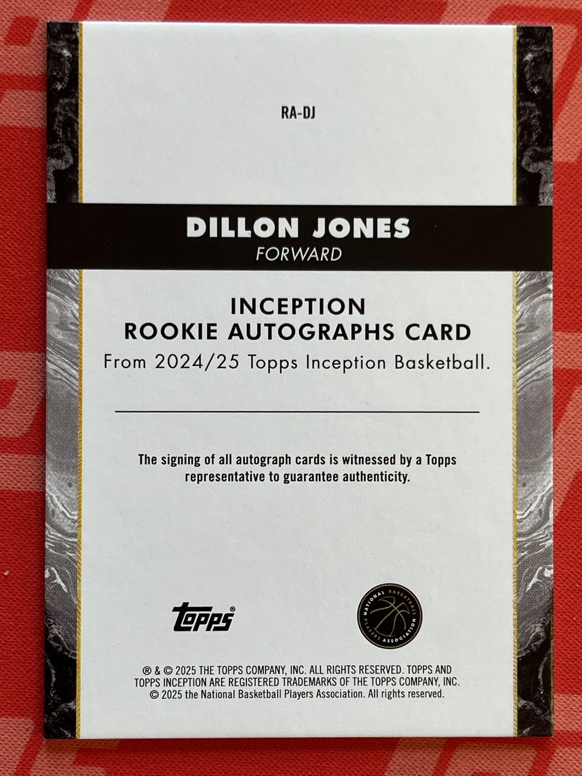 2024-25 Topps Inception Autograph Gold /50 ##RA-DJ Dillon Jones